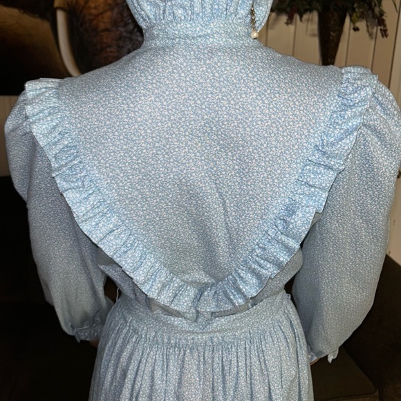 Hartsville • Vintage • 1970’s • Blue/White • Medium • Floral • Victorian • Dress - Picture 10 of 16